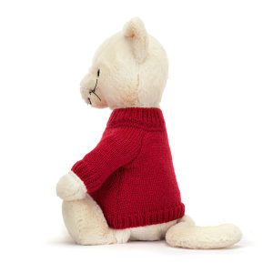 Bashful Cream Kitten with Personalised Red Jumper