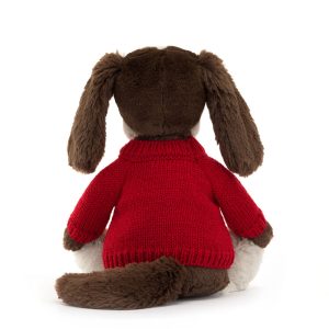 Bashful Fudge Puppy with Personalised Red Jumper