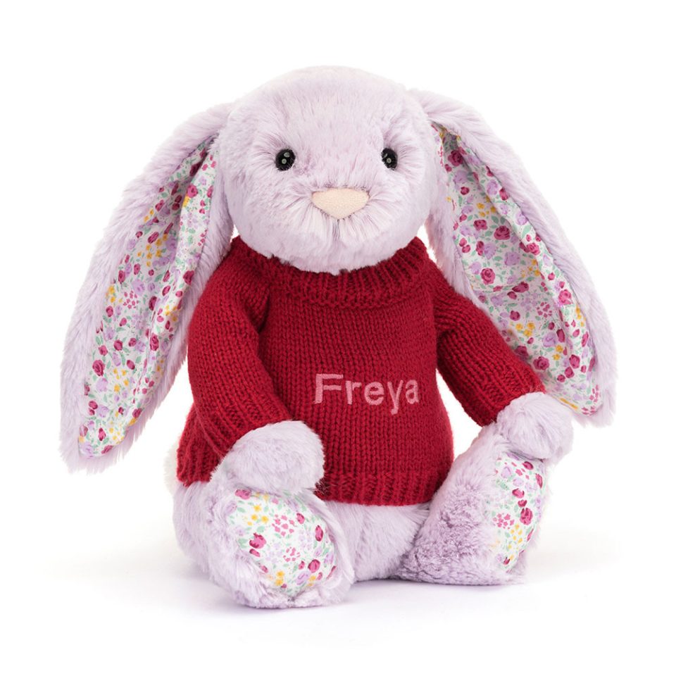 Blossom Jasmine Bunny with Personalised Red Jumper