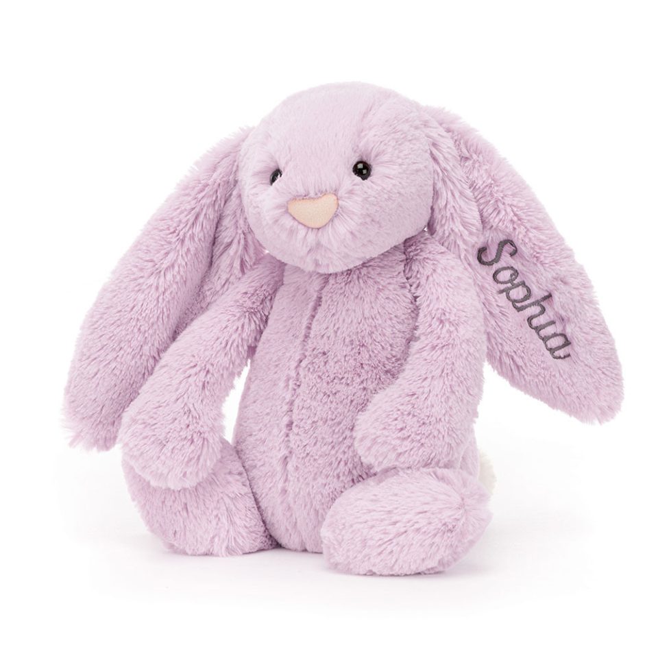 Personalised Bashful Lilac Bunny Medium